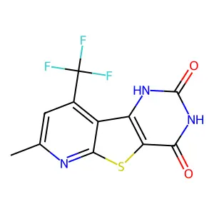6-hydroxy-11-methyl-13-(trifluoromethyl)-8-thia-3,5,10-triazatricyclo[7.4.0.0^{2,7}]trideca-1(9),2(7),5,10,12-pentaen-4-one structure