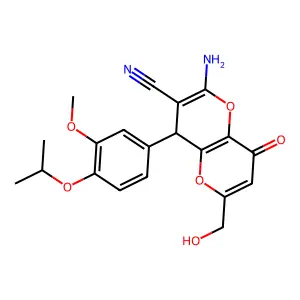 2-amino-6-(hydroxymethyl)-4-(4-isopropoxy-3-methoxyphenyl)-8-oxo-4,8-dihydropyrano[3,2-b]pyran-3-carbonitrile structure