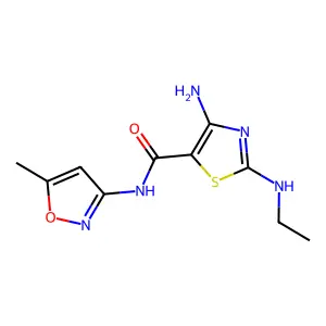4-amino-2-(ethylamino)-N-(5-methyl-3-isoxazolyl)-1,3-thiazole-5-carboxamide structure