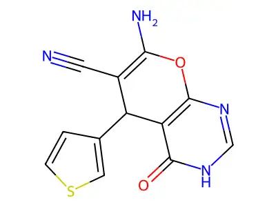 7-amino-4-hydroxy-5-(3-thienyl)-5H-pyrano[2,3-d]pyrimidine-6-carbonitrile structure