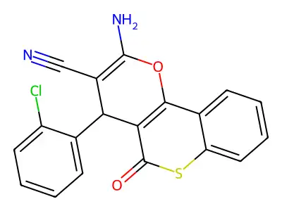 2-amino-4-(2-chlorophenyl)-5-oxo-4H,5H-thiochromeno[4,3-b]pyran-3-carbonitrile structure