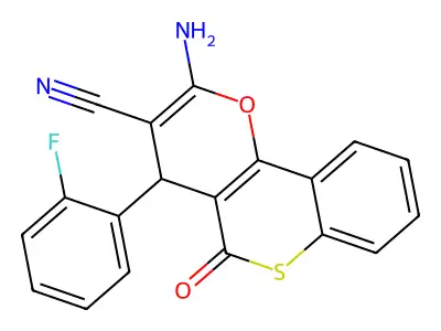 2-amino-4-(2-fluorophenyl)-5-oxo-4H,5H-thiochromeno[4,3-b]pyran-3-carbonitrile structure