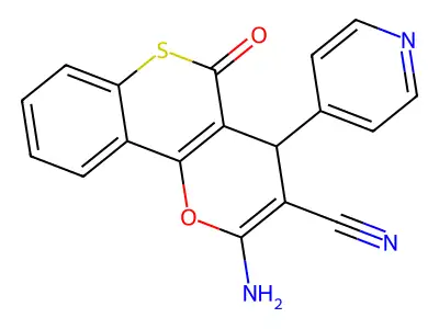 2-amino-5-oxo-4-pyridin-4-yl-4H-thiochromeno[4,3-b]pyran-3-carbonitrile structure