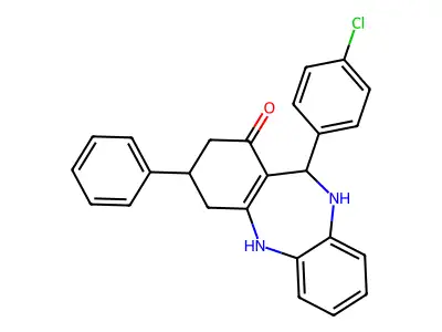 6-(4-chlorophenyl)-9-phenyl-5,6,8,9,10,11-hexahydrobenzo[b][1,4]benzodiazepin-7-one structure