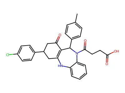4-[3-(4-chlorophenyl)-11-(4-methylphenyl)-1-oxo-1,2,3,4,5,11-hexahydro-10H-dibenzo[b,e][1,4]diazepin-10-yl]-4-oxobutanoic acid structure