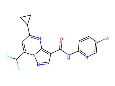 N-(5-bromopyridin-2-yl)-5-cyclopropyl-7-(difluoromethyl)pyrazolo[1,5-a]pyrimidine-3-carboxamide structure
