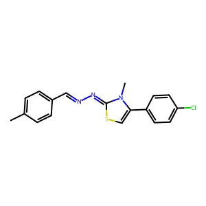 4-(4-chlorophenyl)-3-methyl-N-[(4-methylphenyl)methylideneamino]-1,3-thiazol-2-imine structure