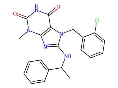 7-[(2-Chlorophenyl)methyl]-3-methyl-8-(1-phenylethylamino)purine-2,6-dione structure