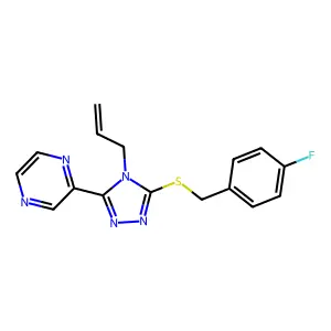 3-[(4-Fluorophenyl)methylthio]-4-prop-2-enyl-5-pyrazin-2-yl-1,2,4-triazole structure