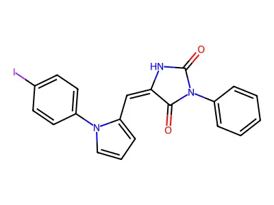 (5E)-5-[[1-(4-iodophenyl)pyrrol-2-yl]methylidene]-3-phenylimidazolidine-2,4-dione structure