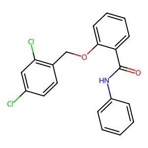 2-[(2,4-dichlorophenyl)methoxy]-N-phenylbenzamide structure