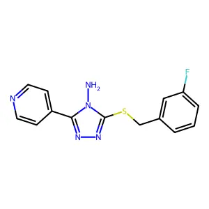 3-[(3-Fluorophenyl)methylsulfanyl]-5-pyridin-4-yl-1,2,4-triazol-4-amine structure