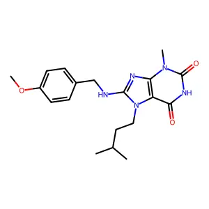 8-[(4-Methoxyphenyl)methylamino]-3-methyl-7-(3-methylbutyl)purine-2,6-dione structure