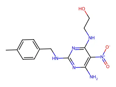 2-[[6-Amino-2-[(4-methylphenyl)methylamino]-5-nitropyrimidin-4-yl]amino]ethanol structure