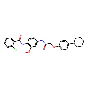 2-chloro-N-[4-[[2-(4-cyclohexylphenoxy)acetyl]amino]-2-methoxyphenyl]benzamide structure