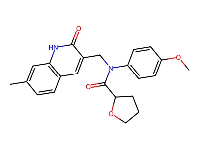 N-(4-methoxyphenyl)-N-[(7-methyl-2-oxo-1H-quinolin-3-yl)methyl]oxolane-2-carboxamide structure