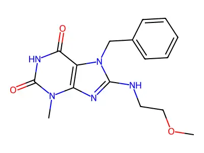 7-Benzyl-8-(2-methoxyethylamino)-3-methylpurine-2,6-dione structure