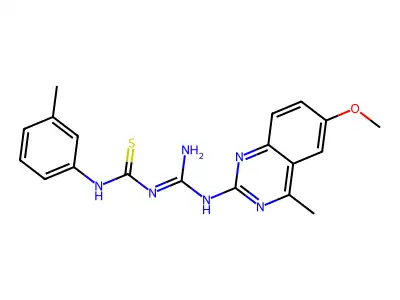 1-[N-(6-methoxy-4-methylquinazolin-2-yl)carbamimidoyl]-3-(3-methylphenyl)thiourea structure