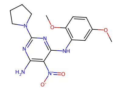 N4-(2,5-dimethoxyphenyl)-5-nitro-2-(pyrrolidin-1-yl)pyrimidine-4,6-diamine structure