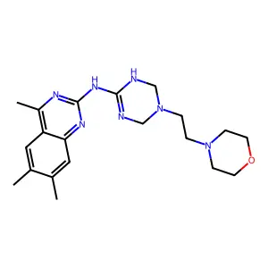 4,6,7-trimethyl-N-{5-[2-(morpholin-4-yl)ethyl]-1,4,5,6-tetrahydro-1,3,5-triazin-2-yl}quinazolin-2-amine structure