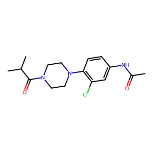 N-[3-chloro-4-[4-(2-methylpropanoyl)piperazin-1-yl]phenyl]acetamide structure