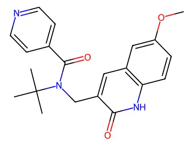 N-tert-butyl-N-[(6-methoxy-2-oxo-1H-quinolin-3-yl)methyl]pyridine-4-carboxamide structure
