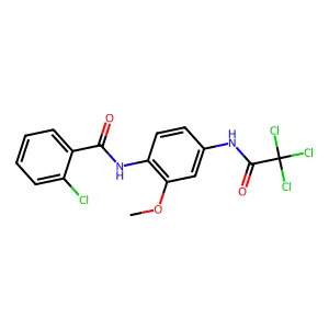 2-chloro-N-[2-methoxy-4-[(2,2,2-trichloroacetyl)amino]phenyl]benzamide structure
