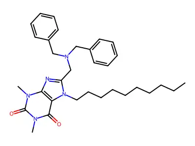 7-Decyl-8-[(dibenzylamino)methyl]-1,3-dimethylpurine-2,6-dione structure