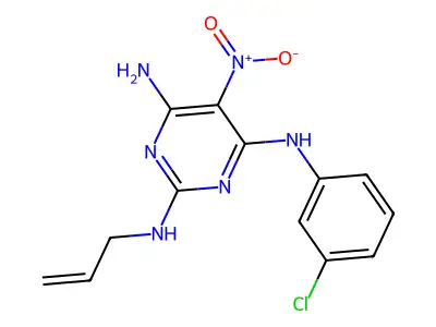 4-N-(3-chlorophenyl)-5-nitro-2-N-prop-2-enylpyrimidine-2,4,6-triamine structure