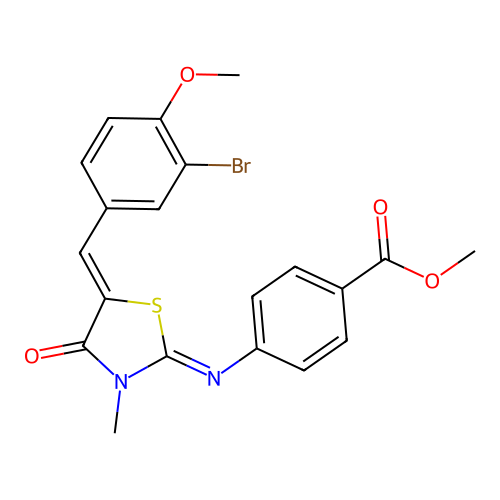 methyl 4-((E)-((Z)-5-(3-bromo-4-methoxybenzylidene)-3-methyl-4-oxothiazolidin-2-ylidene)amino)benzoate structure
