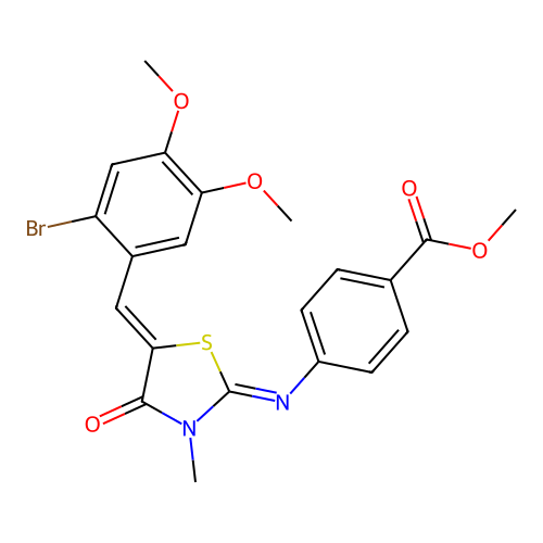 methyl 4-((E)-((Z)-5-(2-bromo-4,5-dimethoxybenzylidene)-3-methyl-4-oxothiazolidin-2-ylidene)amino)benzoate structure