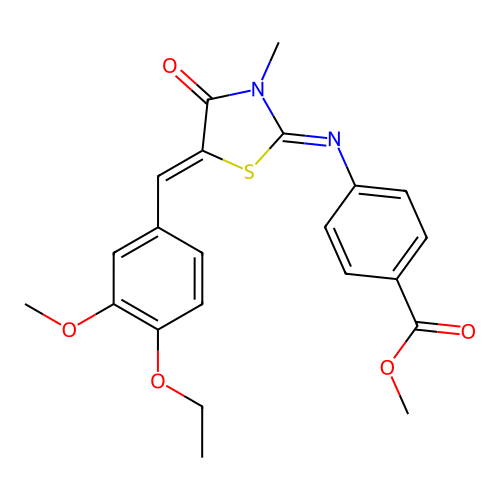 methyl 4-((E)-((Z)-5-(4-ethoxy-3-methoxybenzylidene)-3-methyl-4-oxothiazolidin-2-ylidene)amino)benzoate structure