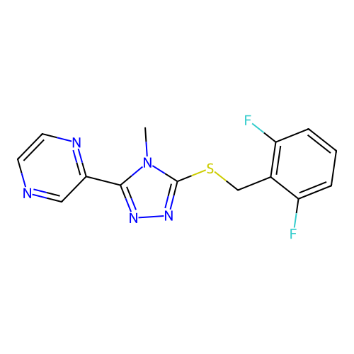 2-{5-[(2,6-difluorobenzyl)sulfanyl]-4-methyl-4H-1,2,4-triazol-3-yl}pyrazine structure