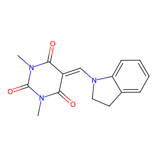 5-(Indolinylmethylene)-1,3-dimethyl-1,3-dihydropyrimidine-2,4,6-trione structure