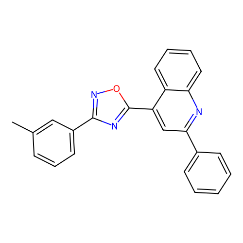 4-[3-(3-Methylphenyl)-1,2,4-oxadiazol-5-yl]-2-phenylquinoline structure