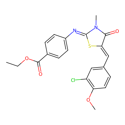 ethyl 4-((E)-((Z)-5-(3-chloro-4-methoxybenzylidene)-3-methyl-4-oxothiazolidin-2-ylidene)amino)benzoate structure