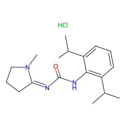 Urea, 1-(2,6-diisopropylphenyl)-3-(1-methyl-2-pyrrolidinylidene)-, hydrochloride structure