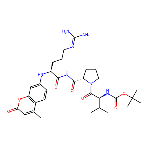 tertiary-Butyloxycarbonyl-valyl-prolyl-arginyl-7-amino-4-methylcoumarin structure