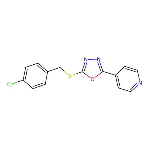 2-[(4-Chlorophenyl)methylsulfanyl]-5-pyridin-4-yl-1,3,4-oxadiazole structure