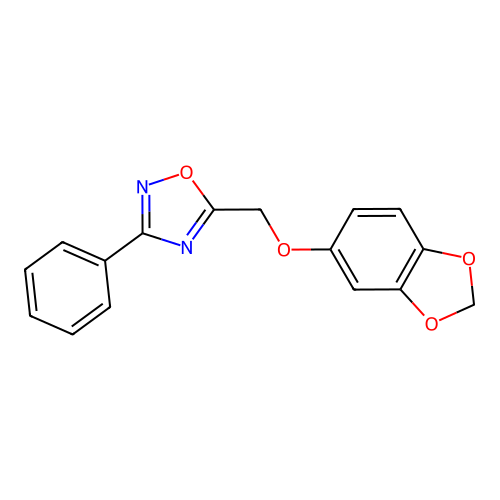 5-(Benzo[1,3]dioxol-5-yloxymethyl)-3-phenyl-[1,2,4]oxadiazole structure