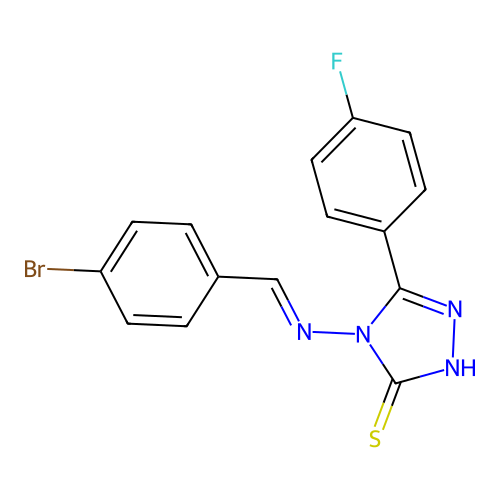 4-((4-Bromobenzylidene)amino)-5-(4-F-PH)-4H-1,2,4-triazol-3-YL hydrosulfide structure