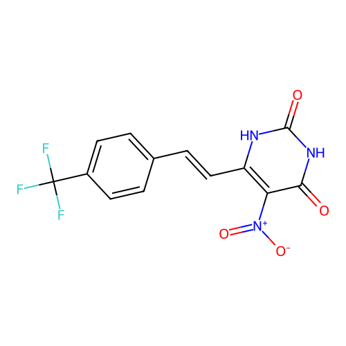 (E)-5-nitro-6-(4-(trifluoromethyl)styryl)pyrimidine-2,4(1H,3H)-dione structure