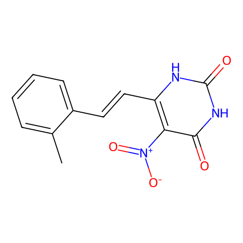 6-[(E)-2-(2-methylphenyl)ethenyl]-5-nitropyrimidine-2,4-diol structure