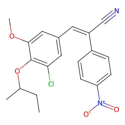 (2E)-3-[4-(butan-2-yloxy)-3-chloro-5-methoxyphenyl]-2-(4-nitrophenyl)prop-2-enenitrile structure