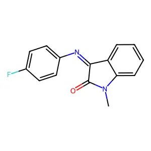 3-[(4-fluorophenyl)imino]-1-methyl-1,3-dihydro-2H-indol-2-one structure