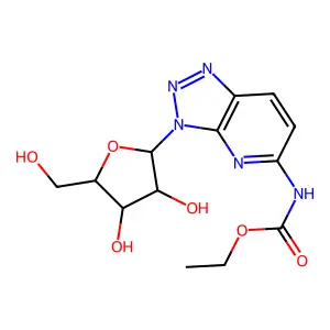 ethyl N-[3-[3,4-dihydroxy-5-(hydroxymethyl)oxolan-2-yl]triazolo[4,5-b]pyridin-5-yl]carbamate structure