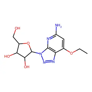 2-(5-amino-7-ethoxytriazolo[4,5-b]pyridin-3-yl)-5-(hydroxymethyl)oxolane-3,4-diol structure