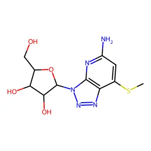 2-(5-amino-7-methylsulfanyltriazolo[4,5-b]pyridin-3-yl)-5-(hydroxymethyl)oxolane-3,4-diol structure
