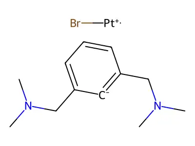 (2,6-Bis((dimethylamino)methyl)phenyl)(bromo)platinum structure
