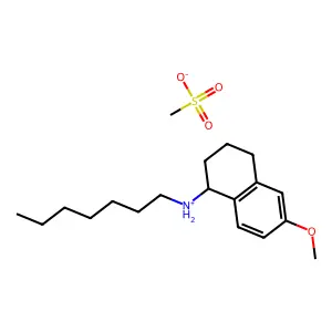 N-heptyl-1,2,3,4-tetrahydro-6-methoxy-1-naphthylamine methanesulfonate structure
